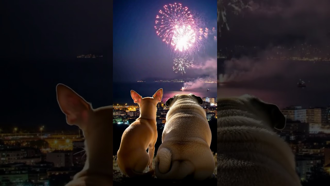 Dog enjoying fireworks 