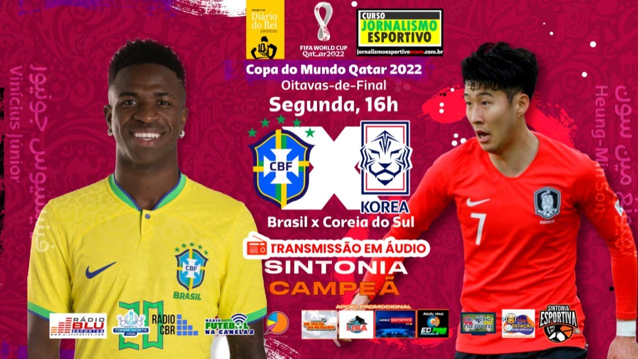 BRASIL E COREIA AO VIVO - COPA DO MUNDO 2022 AO VIVO - OITAVAS DE FINAL 