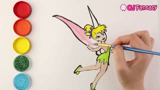 Drawing and coloring Tinkerbell fairy - How to Draw Fairy color page for children