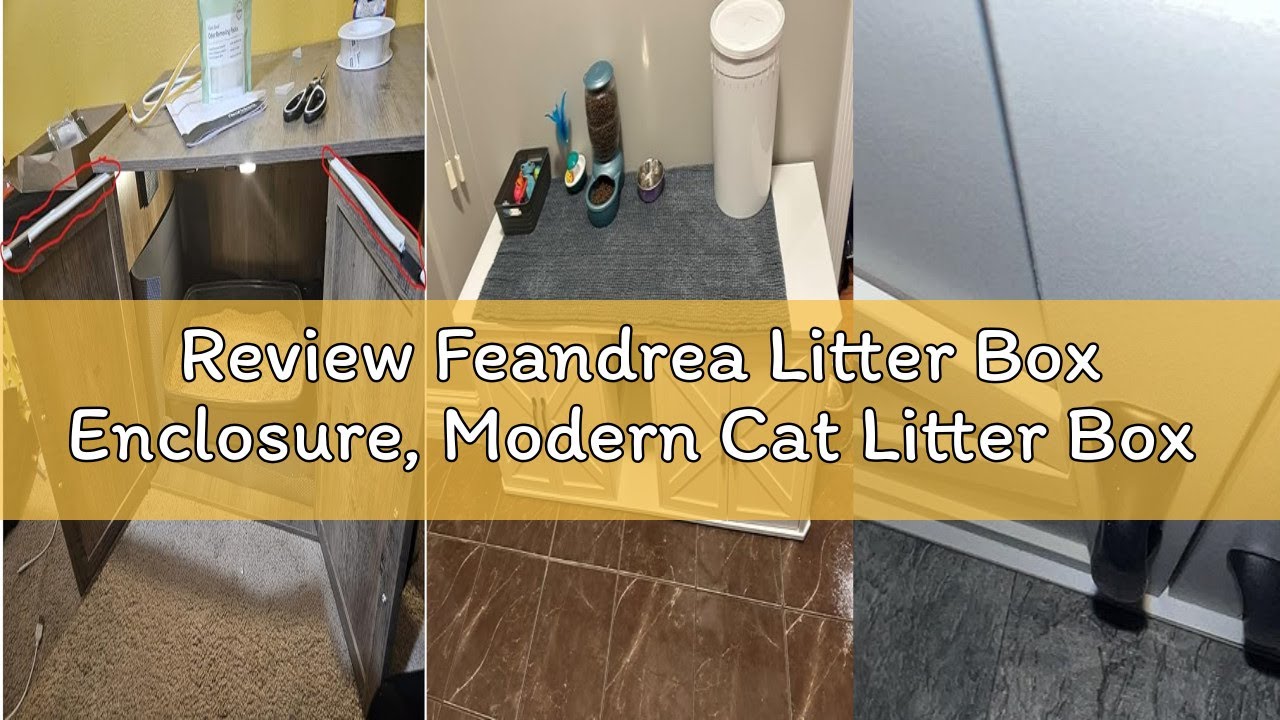 Review Feandrea Litter Box Enclosure, Modern Cat Litter Box Furniture Hidden, Front Entry, Double Do