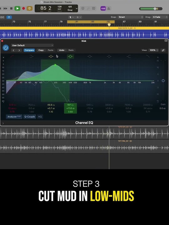 Kick Drum EQ in Logic Pro | Mixing Tips | #shorts #music #musicproducer