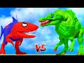 Jurassic World Evolution - Monster Spinosaurus Vs Batman Indoraptor Vs King Shark Dinosaurs Fight