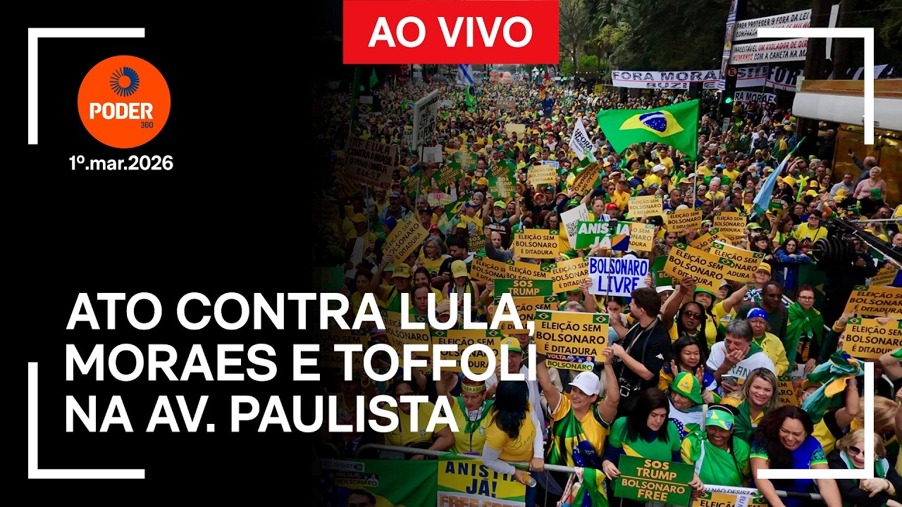 Ao vivo: ato contra Lula, Moraes e Toffoli na av. Paulista