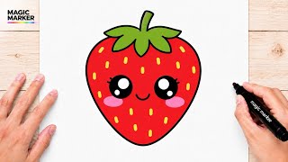 How to Draw a Cute Kawaii Strawberry 🍓✨ | Easy Cute Digital Illustration screenshot 5