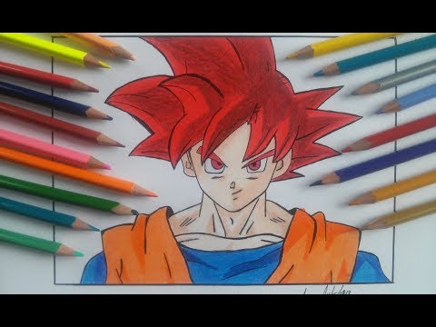 Como Desenhar Goku Super Saiyan Deus Passo a Passo, Desenhando o Goku SSJ  Deus 