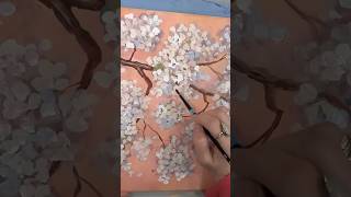 Pantone “Peach Fuzz” Floral Branches - Full Painting Tutorial on my channel! 💐🎨😁 #art #shorts