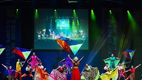 Korean perform Philippines Cultural Dance "Tara na Tara na" in 2018 IYF Good News Corps Festival