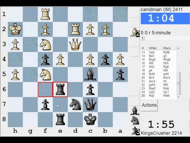 Chess World.net: LIVE Blitz #1242 vs candiman (IM) 2411 - Bishop's opening (C23) (Chessworld.net) class=