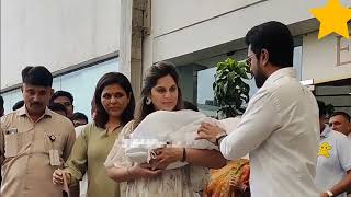Ram charan and upasana with their Baby spotted at Apollo Hospital