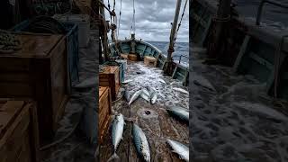 orange Fish Raining on Deck in a Storm
