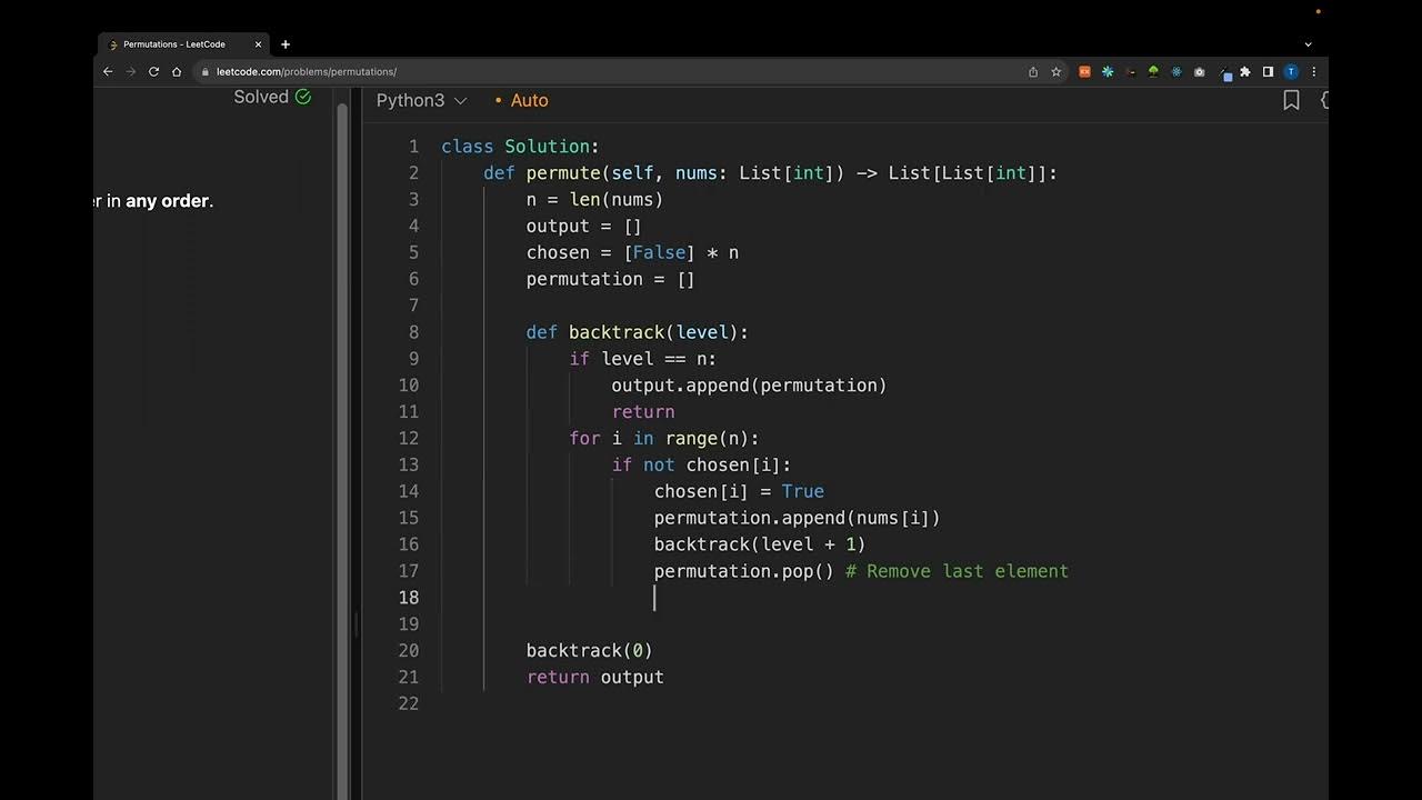 [릿코드] 46. Permutations - YouTube