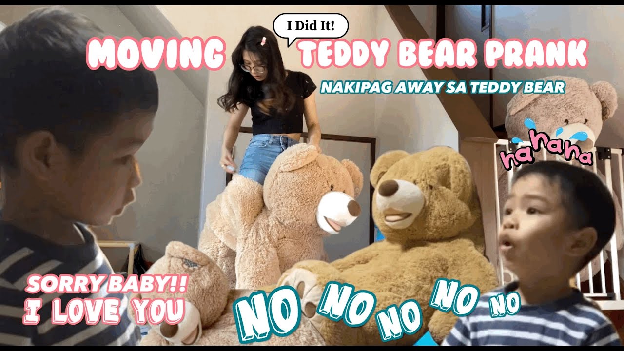 MOVING TEDDY BEAR 🧸 SCARE PRANK ON 3 YEAR OLD! *HE CRIES* haha