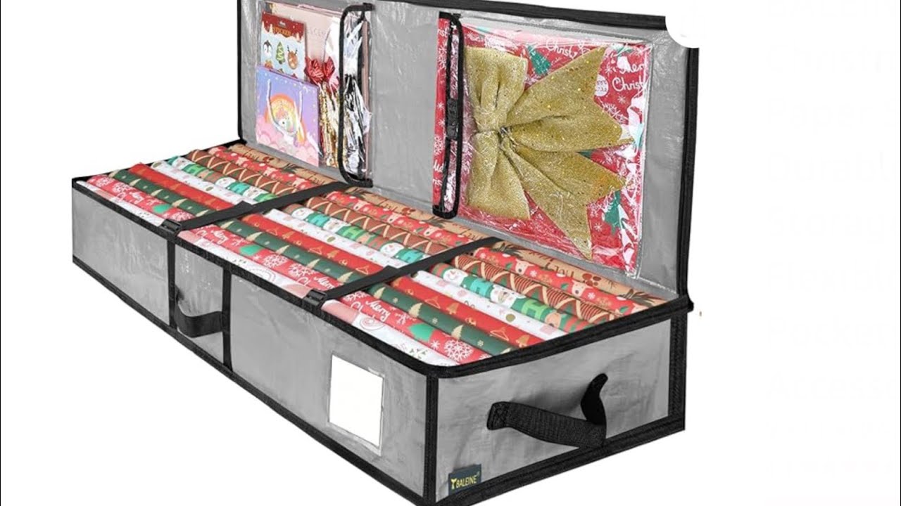 BALEINE SOFT Christmas Wrapping Paper Storage Bag, 40" Durable PE Gift Wrap Storage Bag