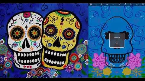 Sugar Skull digital drawings with Symmetry Tool on SketchBook Express app for iPad