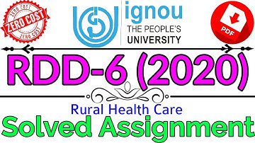 RDD6 IGNOU Solved Assignment PDF 2020 Download || Rural Health Care || Master of Arts || Free PDF