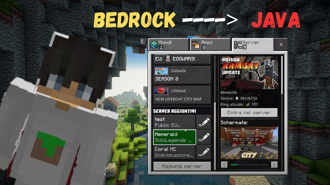 Bedrock Javaserver ENTRARE DA BEDROCK EDITION NEI SERVER JAVA - YouTube