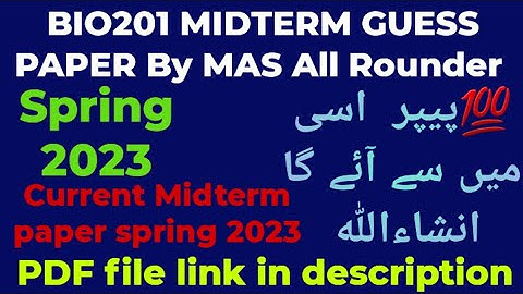 Bio201 current midterm 2023 || bio201 midterm GUESS paper 2023 #bio201