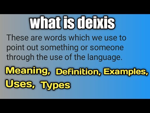What is deixis | Examples | Types | three main types|  Person, Time, place deixis | deictic words |