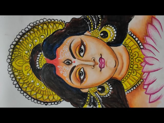 Drawing or sketch of Hindu Goddess Durga or Kali Mata (Outline Editable  Illustration) Stock Illustration | Adobe Stock