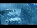 Hurricane, Night Thunderstorm Ambience for Sleeping | Torrential Rain, Mighty Thunder &amp; Strong Wind