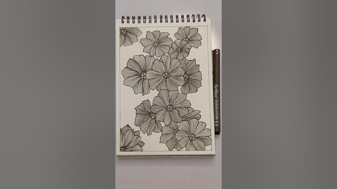 Beautiful fineliner flowers art 😍 #shortsfeed #viral #fineart # ...