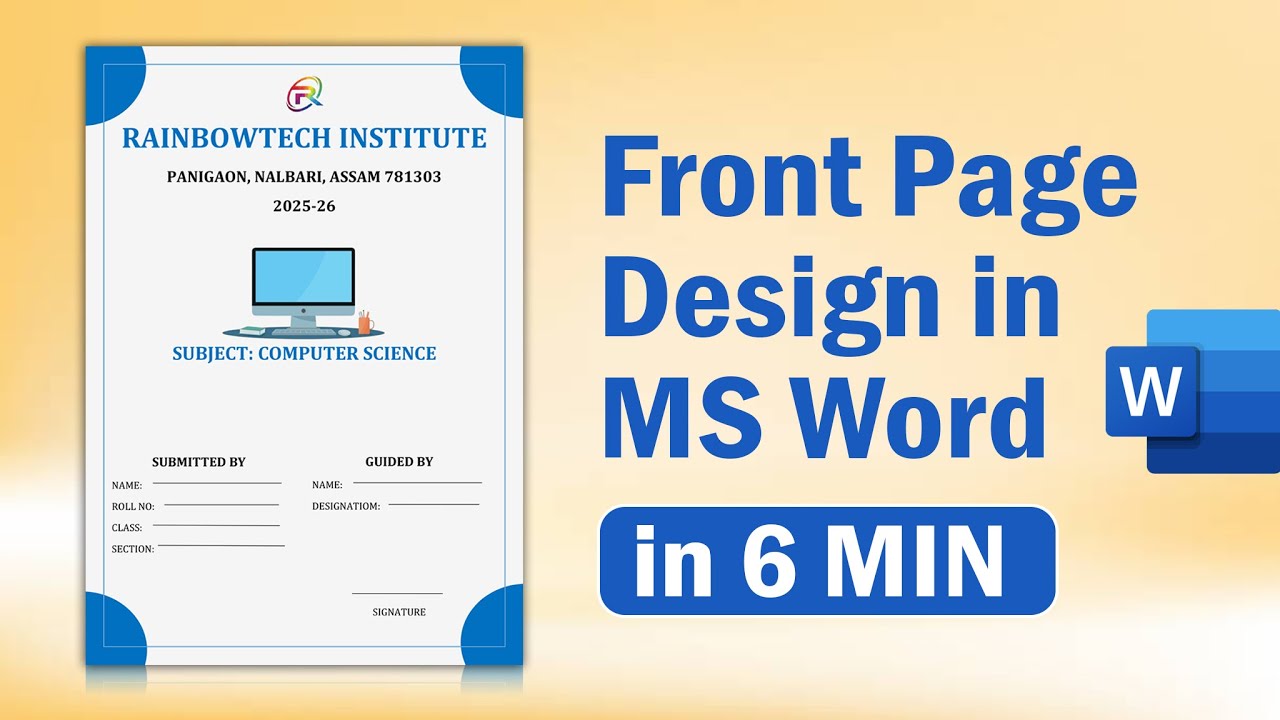 How to Design Assignment Front Page in MS Word | Cover Page Tutorial ...