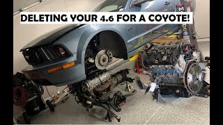 FINALLY! How to delete your 4.6 3V Mustang engine and swap it for a first Gen Coyote!