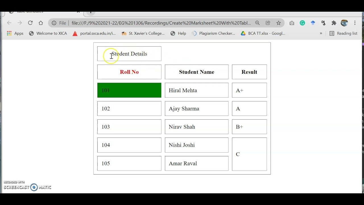 Display student details in table format in HTML - YouTube
