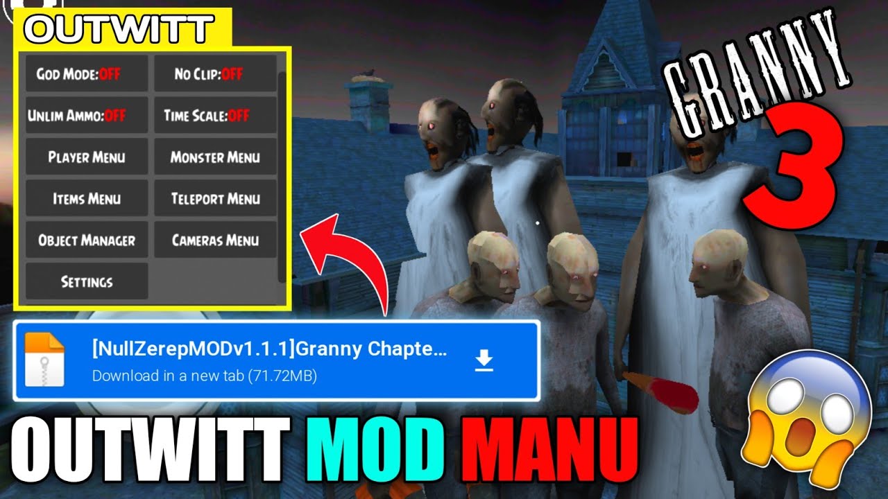 GRANNY CHAPTER 3 HACKED VERSION ll MOD MENU OUTWITT apk DOWNLOAD ll  IVIDSARK 