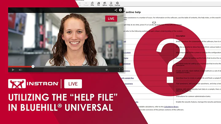 Instron® Live | Utilizing the "Help File" in Bluehill® Universal