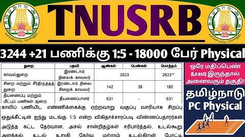 🔴TNUSRB 🤩PC Written Exam ரிசல்ட்! - 3244 + 21 பணியிடங்களுக்கு 18000 பேர் வகுப்பு வாரியாக CV அழைப்பா?