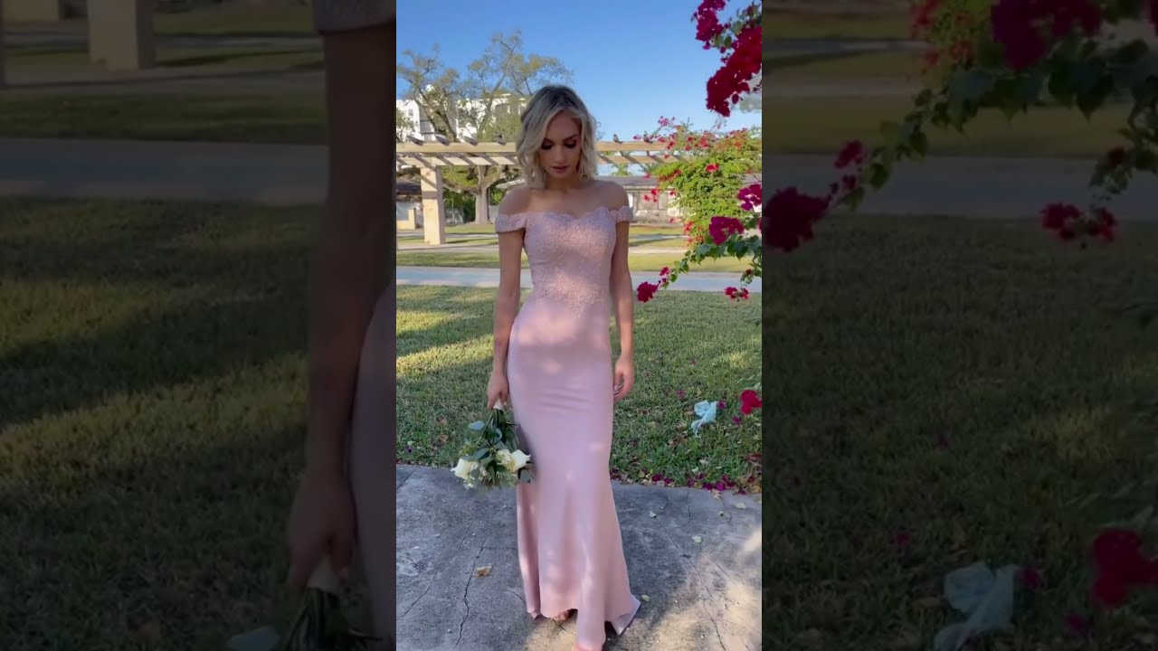 Off The Shoulder Dusty Rose Gown For Bridesmaid
