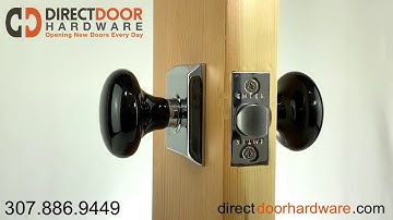 Emtek Ebony Porcelain  Knob with Quincy Rosette in Polished Chrome