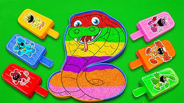 Rainbow SLIME Looking Pinkfong, Cocomelon, Numberblocks, Alphablocks Dinosaur Eggs Coloring! ASMR