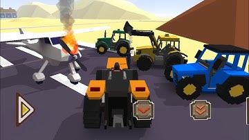 Crushed airplane by one of my tractors - Blocky Farming And Racing Simulator | game play
