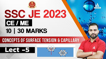 SSC JE 2023 | SSC JE Fluid Mechanics  lecture | Concepts of Surface Tension & Capillary | By RK Sir