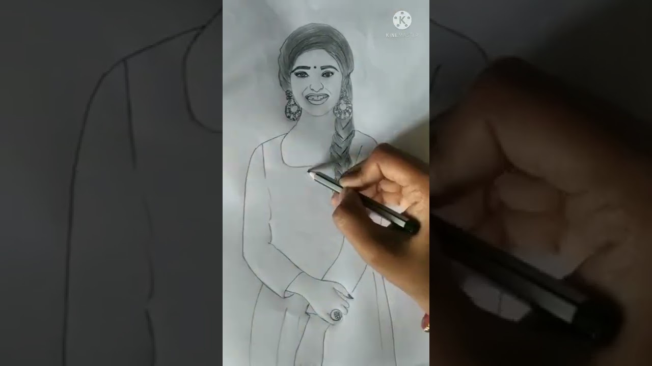 Traditional girl drawing with pencil || Rasmi Art Gallery || 