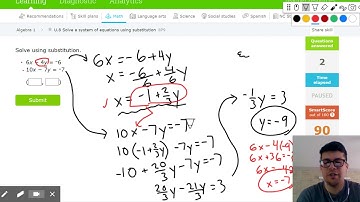 IXL - Solve a system of equations using substitution part II (8P9)