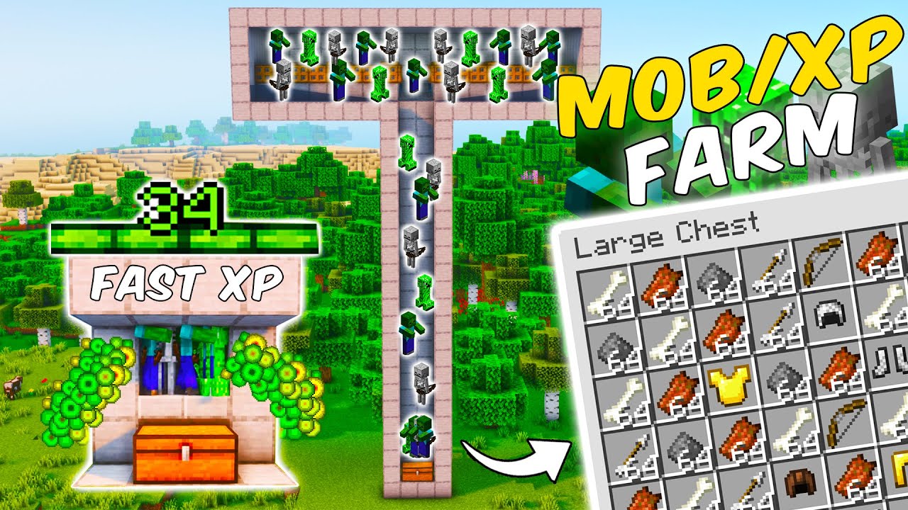 BU MOB FARMIYLA SINIRSIZ XP KEMİK VE BARUT KAS !!! l Minecraft Bedrock Sistemler