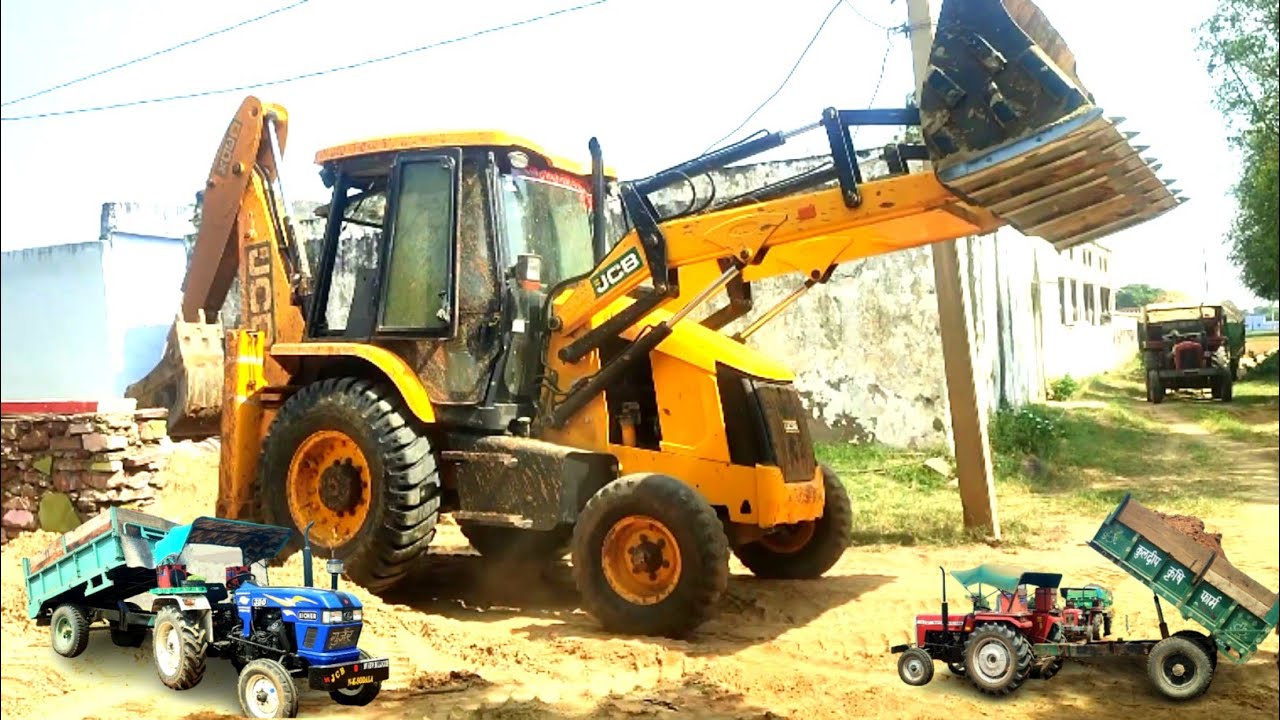 Jcb 3dx Eco Backhoe Loader Machine Loading Mud in Trolley Massey and ...