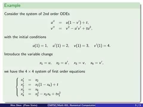 ch9 14. Higher order ODEs and systems. Wen Shen