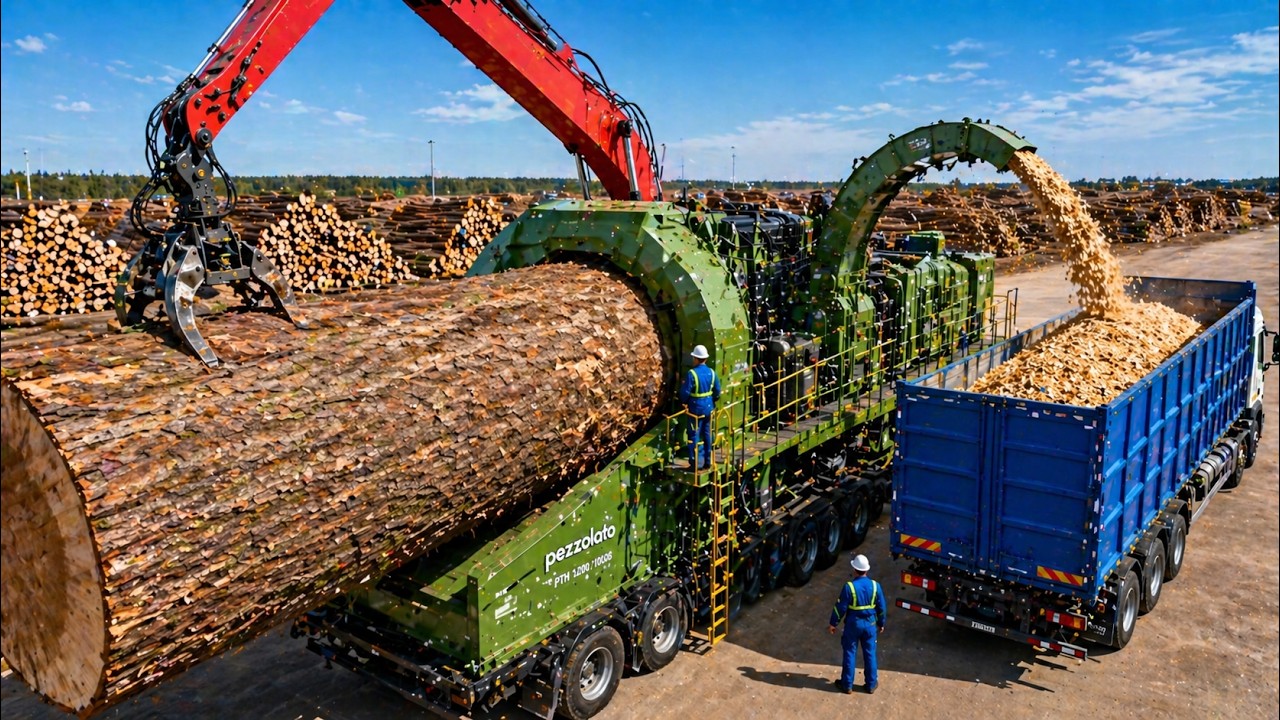 Powerful Logging Equipment Cutting Huge Logs Effortlessly! Industrial ...