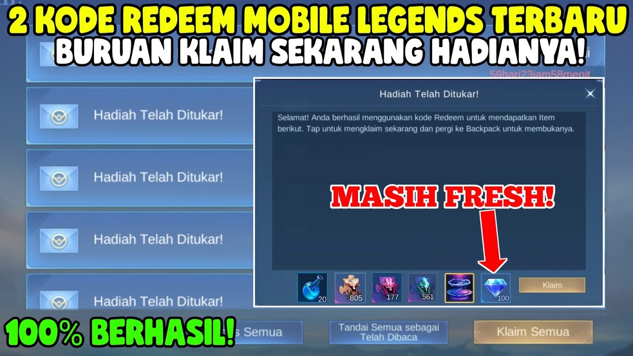 HARI INI !! 2 KODE REDEEM ML TERBARU KODE REDEEM MOBILE LEGENDS KODE ...