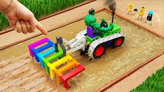 Diy tractor making mini Rainbow Plowing Machine | diy Chain Wheel for Tractor Stuck in Mud | HP Mini