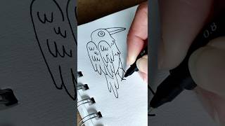Easy & fun #raven drawing in less than 5 minutes | step by step | #doodle #wednesdayaddams #gothic