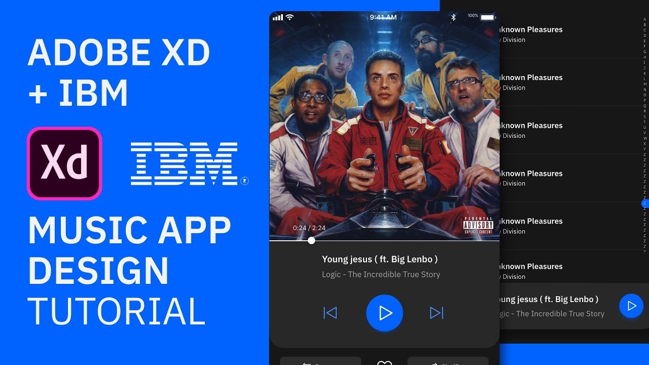 Adobe Xd + IBM - Music App Design and Prototype | Design Weekly