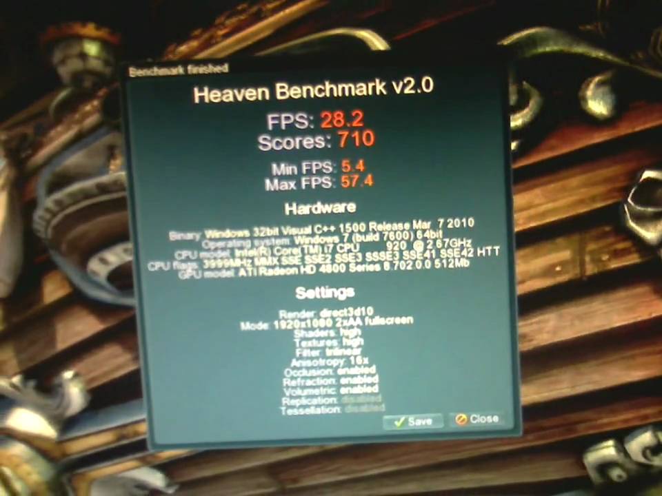 Unigine Heaven Engine 2.0 dx10 / directx 10 results (4870 512mb , core i7 920 @ 4 ghz)
