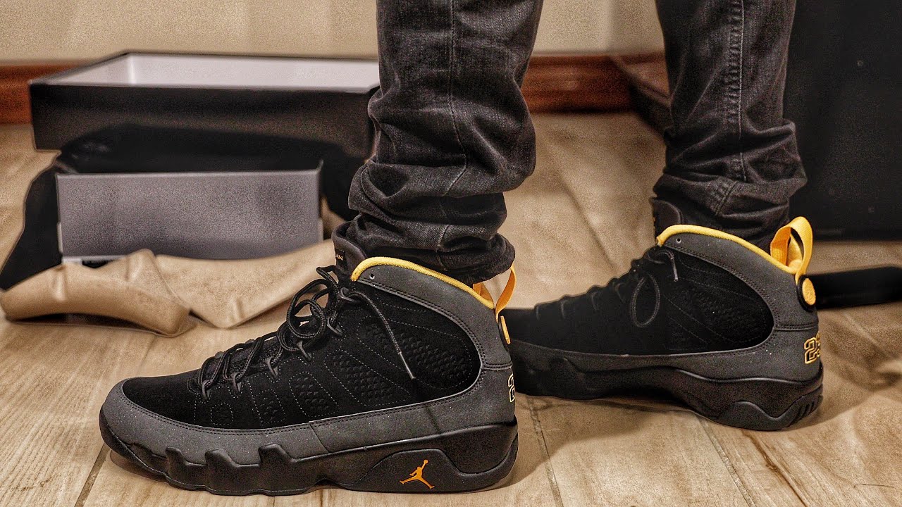 gray and yellow jordan 9