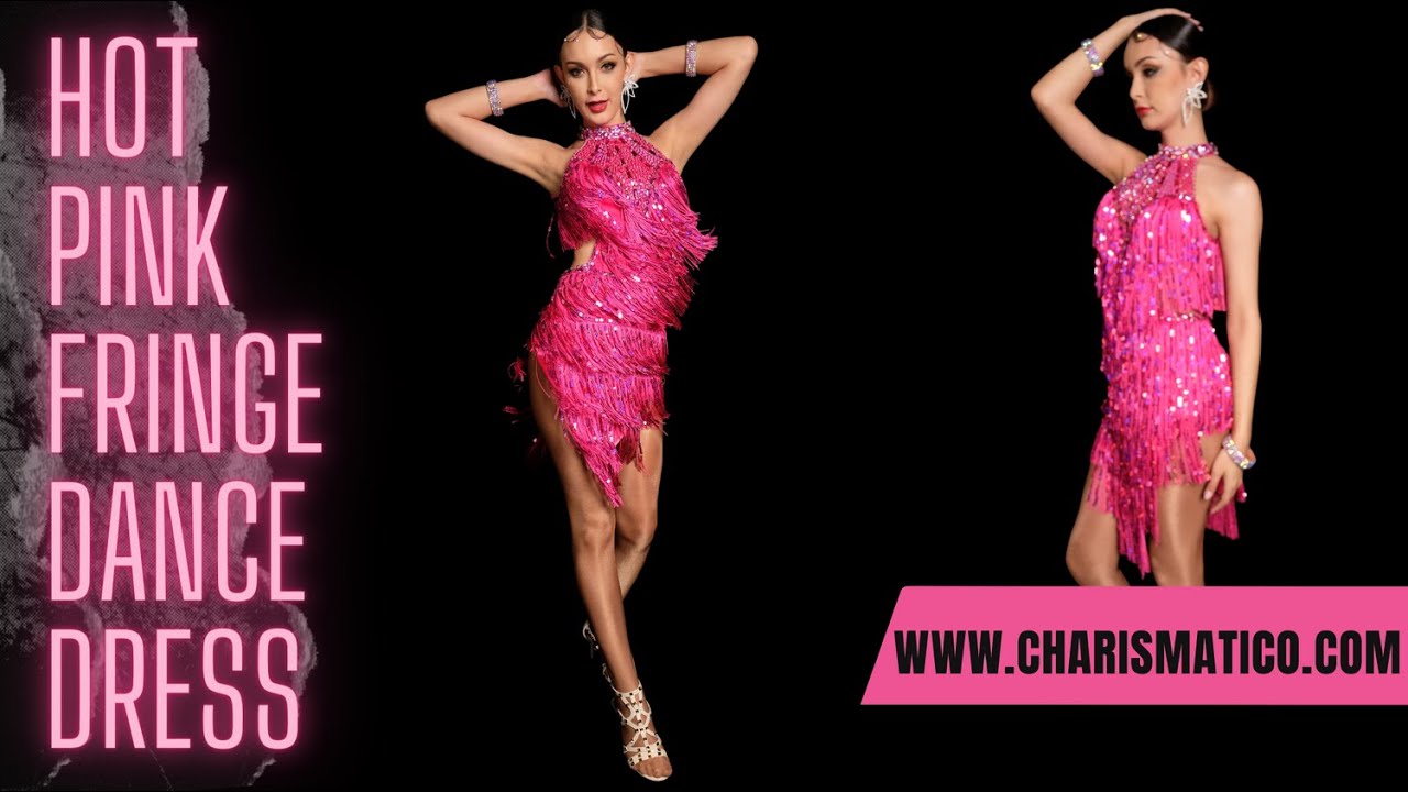 CHARISMATICO Dazzling Hot Pink Fringe Dance Salsa Dress