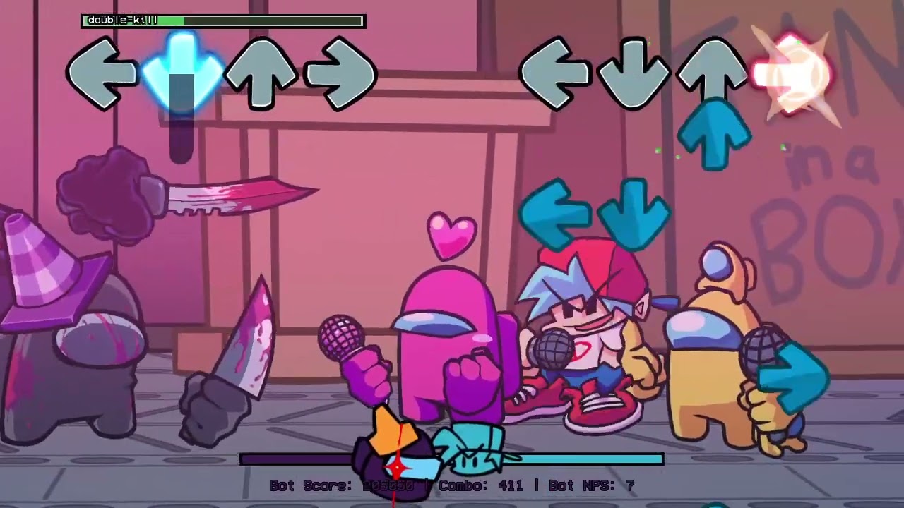 Friday Night Funkin' - Double Kill but 2 Crewmates & 1 Impostor join in